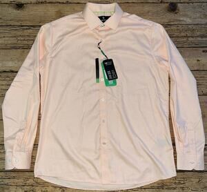 Tom Baine Slim Fit Performance Stretch Button Up Short Orange Size L NWT